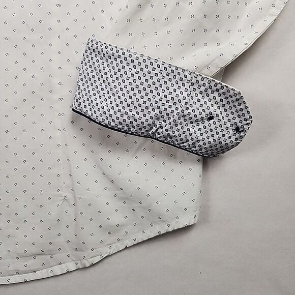 Denim & Flower Ricky Singh Mens White Blue Slim Fit Button Down XL Shirt - Picture 11 of 11